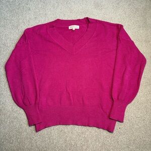 Philosophy V-Neck Sweater Women's Large Magenta Pink Stretchy